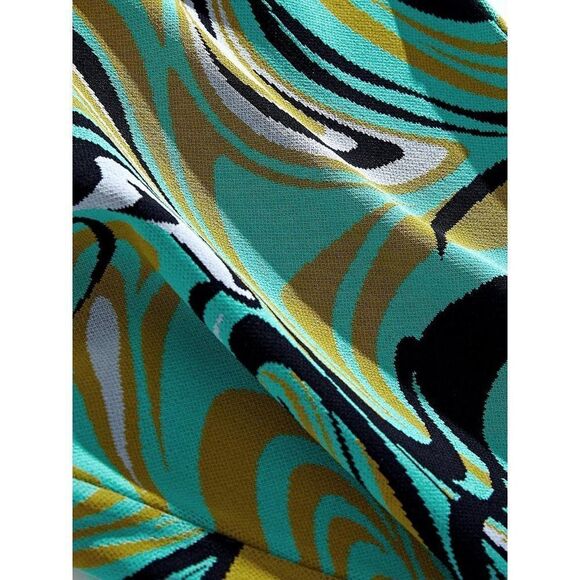 EMILIO PUCCI Turquoise Onde Print Fit & Flare Knit Knee Length Dress Siz… - Picture 4 of 14